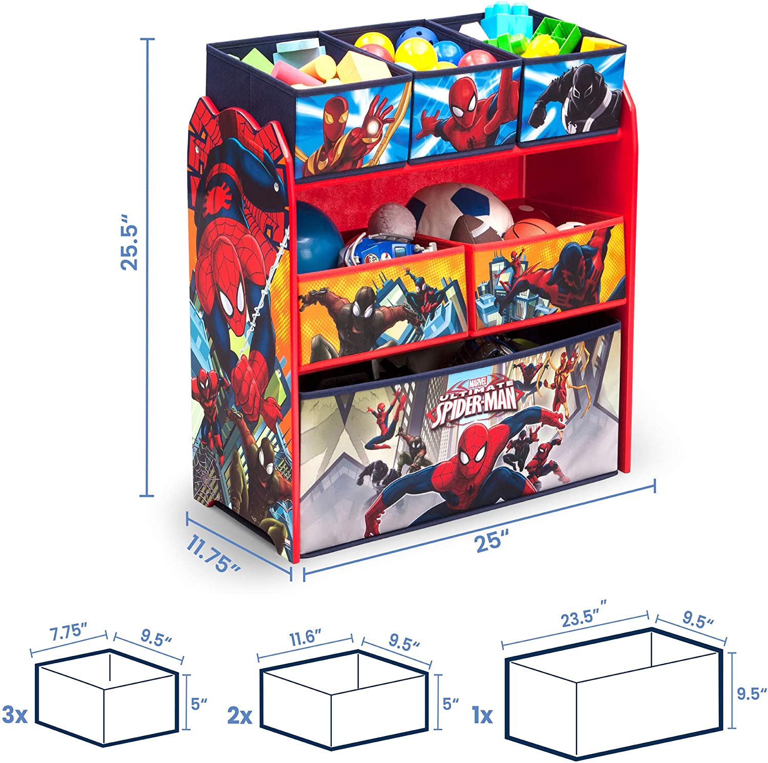 Delta Children 6 Bin Design and Store Toy Organizer - Greenguard Gold Certified, Spider-Man ราคา 2,190 - บาท