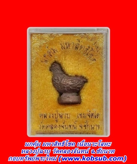 นกคุ้ม มหาสิทธิโชค เนื้อนวะโลหะ หลวงปู่ฉาบ วัดคลองจันทน์ จ.ชัยนาท