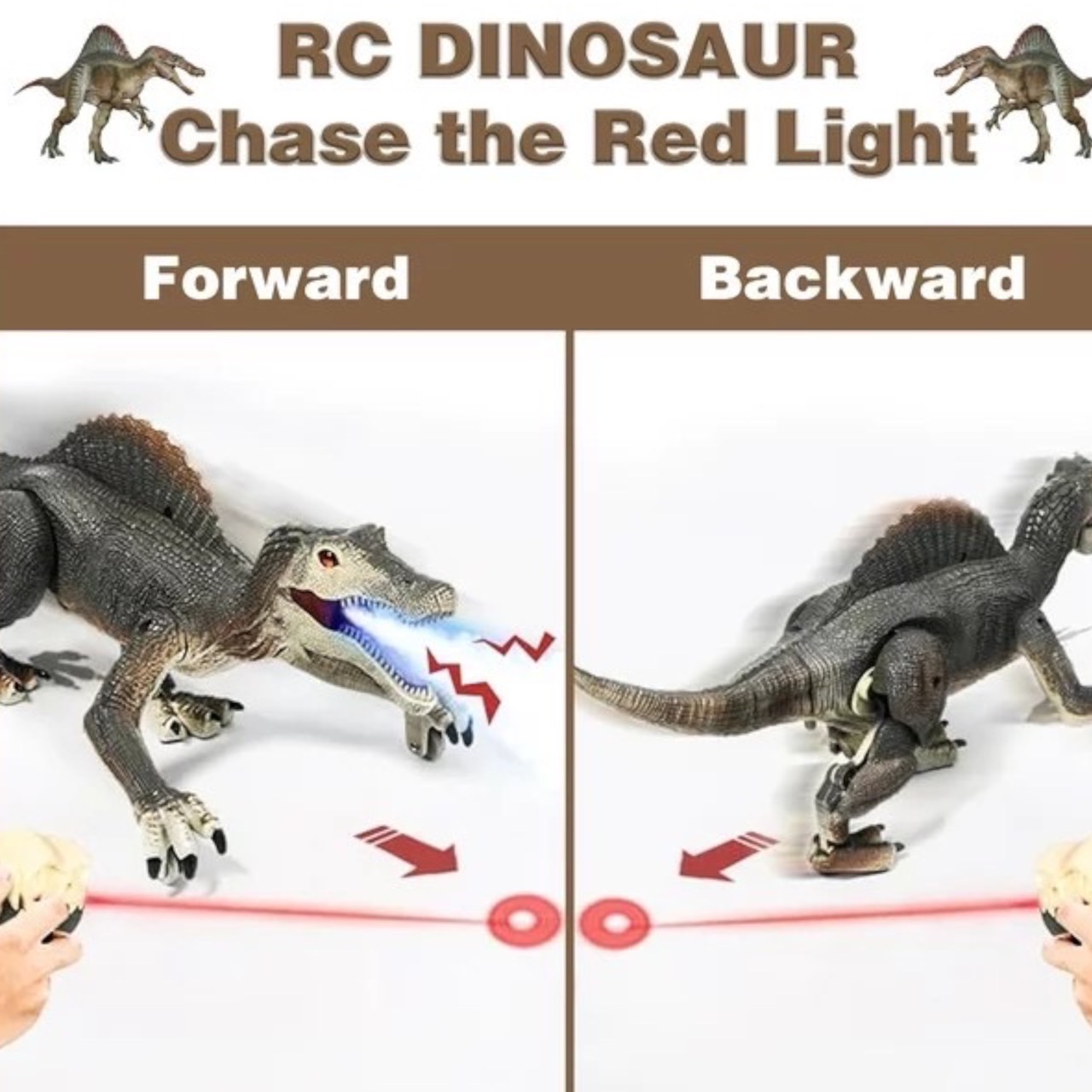 นำเข้า🇺🇸 แรปเตอร์จูราสสิคRichgv Upgraded Remote Light Control Dinosaur，Remote Control Dinosaur.