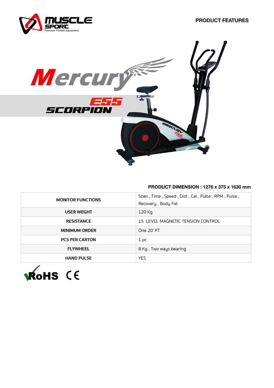 เครื่องเดินวงรี Mercury E55 Elliptical Trainer