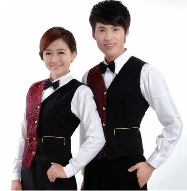 N6205011 ชุดพนักงานไนท์คลับ,Night wear,Tooling Bar Waiter,ชุดพนักงานบาร์,ชุดพนักงานโรงหนัง,ชุดพนักงานโรงละคร คาซิโน สีภาพ M-3XL N6205011 เสื้อกั๊กตัวเดียว
