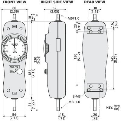 NidecShimpo รุ่นMF-5KGเครื่องทดสอบแรงดึงแรงกดแบบสเกลเข็มMechanical Force Gauge 5Kg Capacity