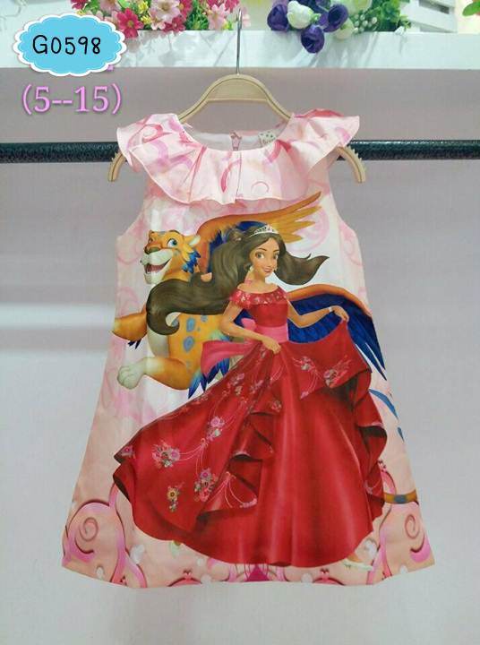 ชุดกระโปรงลายเจ้าหญิงเอเลน่าคอระบาย