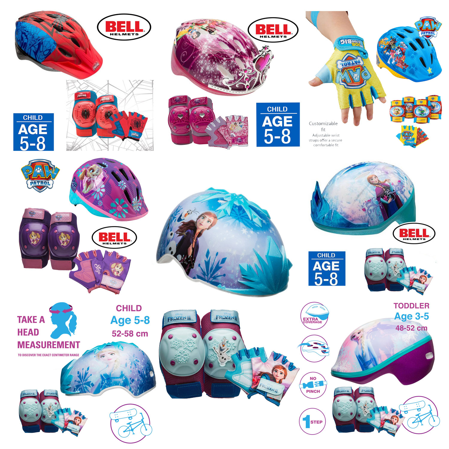Bell - Disney Frozen Protective Helmet ,Pad and Glove Safety Set