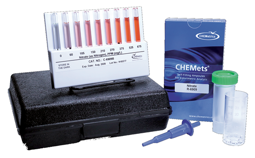 CHEMets รหัสสินค้าK-6905ชุดทดสอบคุณภาพน้ำค่าไนไทรต์,Nitrate Test Kit — Zinc Reduction Method Visual Kit,Meas.range:0～3.4ppm