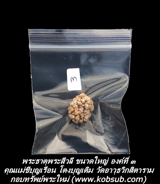 พระธาตุพระสีวลี ขนาดใหญ่ องค์ที่ ๓ คุณแม่ชีบุญเรือน โตงบุญเติม วัดอาวุธวิกสิตาราม