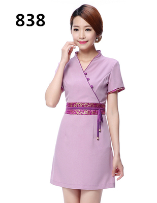 ชุดพนักงานนวดสปา ชุดพนักงานเสริมสวย ชุดทำงาน ชุดสูท แขนสั้น S6011006 ชุด