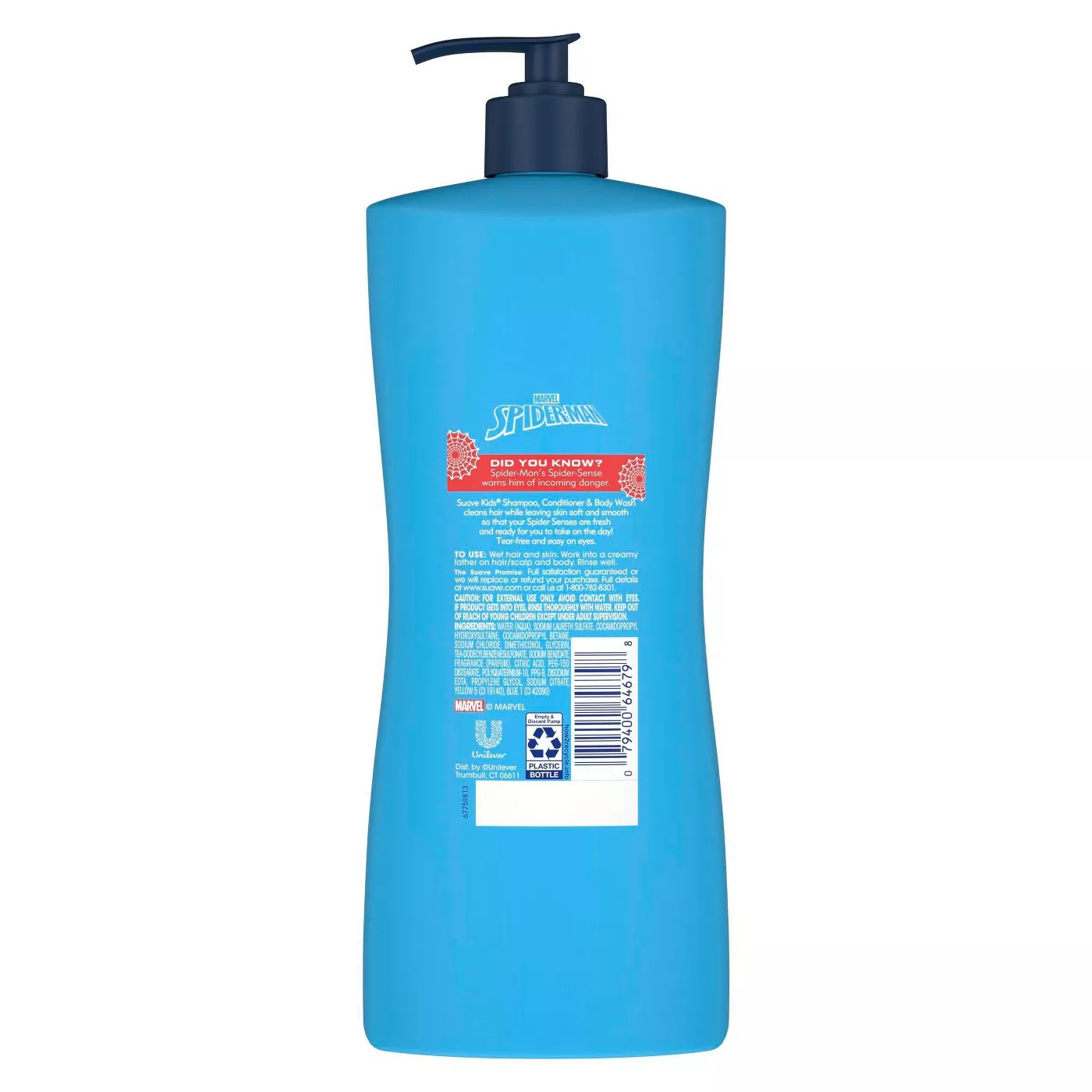 แชมพูสระผมสูตรอ่อนโยนสำหรับเด็ก Suave Kids Fresh Spider-Sense 3 in 1 Shampoo Conditioner Body Wash 28 ออนซ์