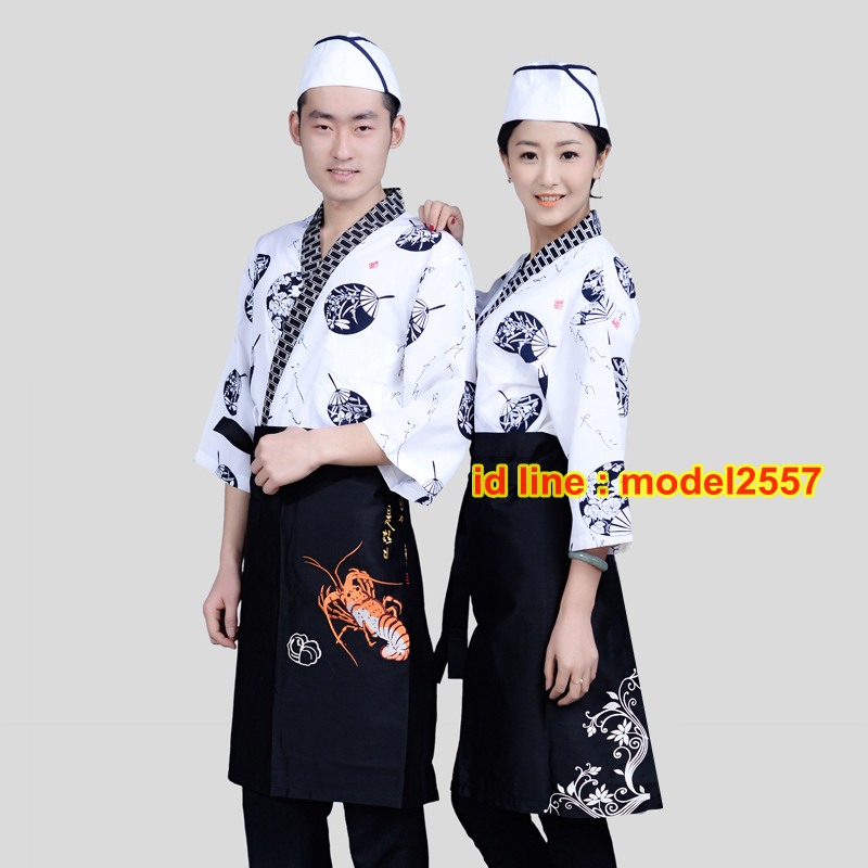 F6103009 ชุดผ้าฝ้ายซูชิกิโมโนสไตร์ญี่ปุ่น สำหรับห้องอาหารญี่ปุ่นเกาหลี เสื้อพนักงานต้อนรับ F6103009 ตัว