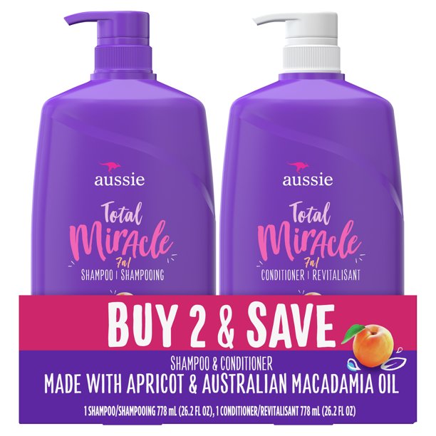 Aussie Total Miracle with Apricot & Macadamia Oil, แชมพูและครีมนวดผมปราศจากพาราเบน ราคา 1190 - บาท