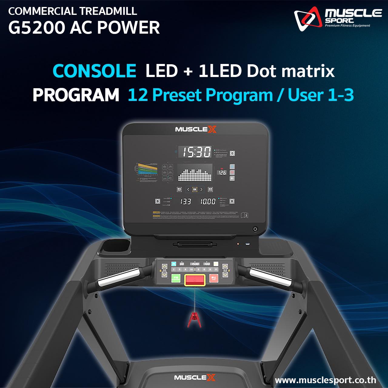 ลู่วิ่งไฟฟ้ามอเตอร์AC MuscleX G5200 ลู่วิ่งไฟฟ้าฟิตเนส, ลู่วิ่งไฟฟ้าราคา