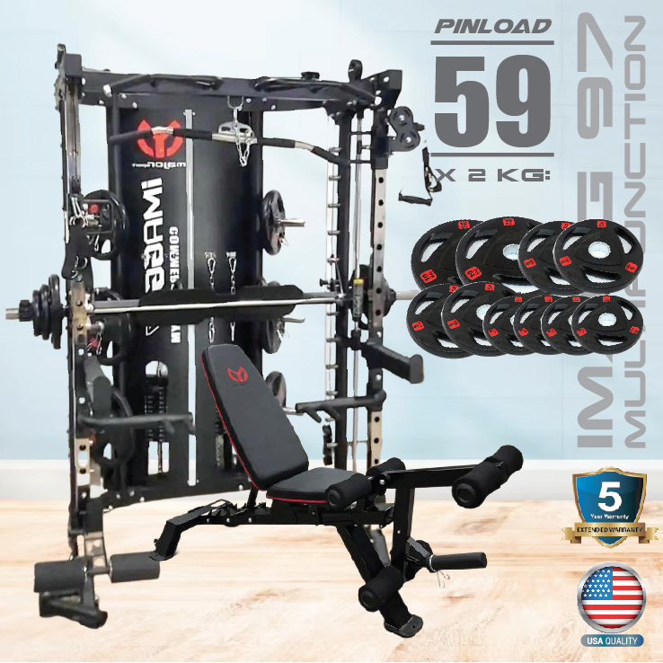 Smith Machine IMAGG 97 + ม้านั่ง819A + แผ่นน้ำหนัก50kg, สมิทแมชชีน