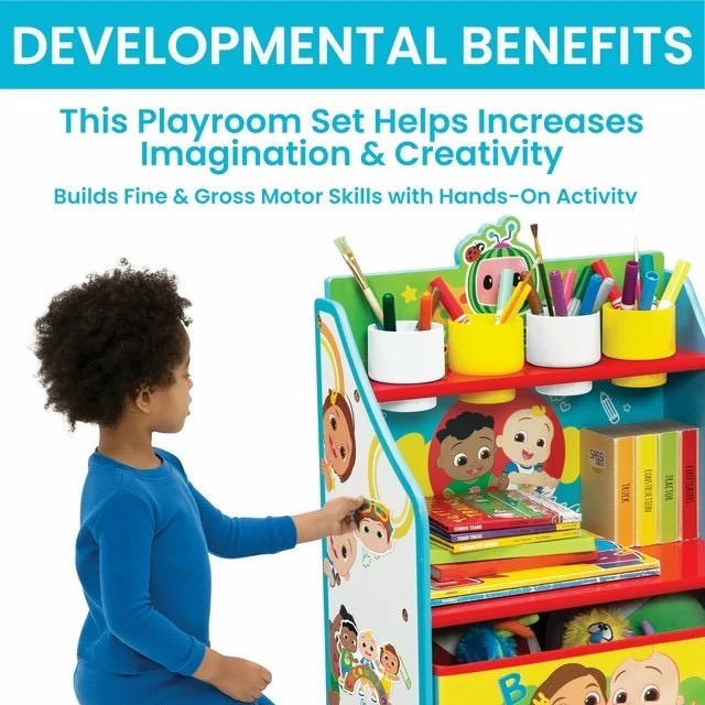 นำเข้า🇺🇸 โต๊ะศิลปะCoComelon 3-Piece Art & Play Toddler Room-in-a-Box by Delta Children - สีฟ้า , ราคา 5,490 บาท