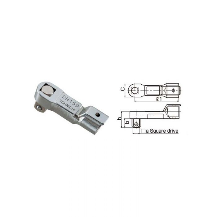 Tohnichi DH15D Fixed Sq Drive Head, 15D, 1/2" Sq Drive