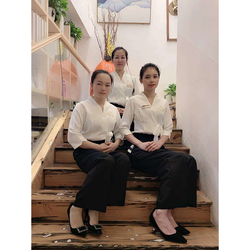 ชุดพนักงานนวดสปา ชุดพนักงานเสริมสวย ชุดสปาชุดนวดหญิง ภาพ S-4xl SR6404002 เสื้อตัวเดียว