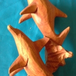 โลมาไม้แกะสลักตั้งโต๊ะ ส่งฟรี