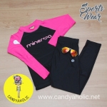 [Size S,M] ชุดว่ายน้ำ แขนยาว รุ่น Minerva (สีดำแขนสีชมพู) และ กางเกง Legging ขายาว (สีดำ)