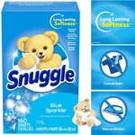 Snuggle แผ่นอบผ้า แผ่นน้ำยาอบผ้านุ่ม แผ่นอบผ้านุ่ม แผ่นอบลดรอยยับ แผ่นอบผ้าหอม แผ่นหอมอบผ้านุ่ม กลิ่นBlue Sparkle 160 แผ่น ราคา 450 บาท