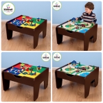 KidKraft 2-in-1 Wooden Activity Table Espresso with LEGO-Compatible Board and 30-Piece Train Set โต๊ะต่อเลโก้ และ โต๊ะรถไฟ 2in1 สีน้ำตาลเข้ม สุดคุ้ม มากับเลโก้200ชิ้นและชุดรถไฟจำลอง 30 ชิ้น ตัวโต๊ะผลิตจากไม้ สินค้านำเข้าจากอเมริกา
