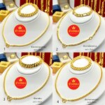 ชุดเซ็ตสร้อยคอ2บาท+สร้อยข้อมือ2บาท ลายกระดูกงูกลม /สี่เสา3ห่วง /Box /หางกระรอก