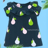 ชุดเดรสสั้นลายผลไม้สีกรม ไซส์ 5T