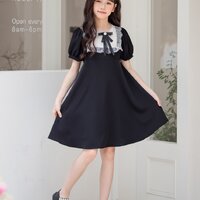 ชุดเดรสเด็กโตสีดำแขนตุ๊กตา ไซส์ 130