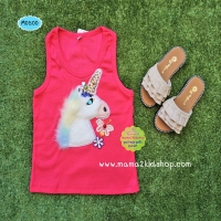 เสื้อกล้ามปักลายม้าใหญ่สีชมพู ไซส์ S