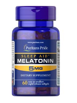 PURITAN'S PRIDE :: Melatonin 5 mg เมลาโทนิน 5 มิลลิกรัม 60-120 เม็ด ผ่อนคลาย แก้ปัญหานอนไม่หลับ (เลือกขนาดด้านใน) -