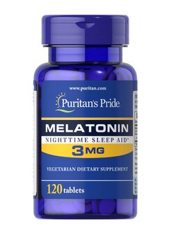 PURITAN'S PRIDE :: MELATONIN 3 mg เมลาโทนิน 3 มิลลิกรัม 120-240 เม็ด ผ่อนคลาย แก้ปัญหานอนไม่หลับ ต่อต้านอนุมูลอิสระ (เลือกขนาดด้านใน) -