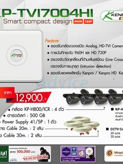 CCTV Set. 4CH. KENPRO#KP-TVI7004Hi/KP-H800 (Cable 20 30M)