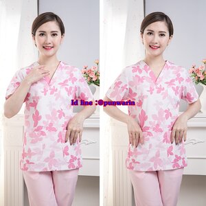 ชุดฟอร์มพนักงานสำเร็จรูป ชุดหมอผ่าตัด ชุดพยาบาลห้องผ่าตัด เอวยางยืด ชมพู ฟ้า S-2XL TK6303003 ชุด