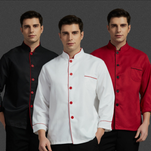 เสื้อเชฟ เสื้อพ่อครัว เสื้อแม่ครัว เสื้อพนักงานทำอาหาร เสื้อกุ๊ก แขนยาว และแขนสั้น ดำ ขาว แดง M-4XL C6705010 เสื้อ **2 ตัวขึ้นไป 1 ตัว +100