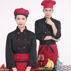 C6204001 เสื้อเชฟ เสื้อพ่อครัว เสื้อแม่ครัว เสื้อพนักงานทำอาหาร เสื้อกุ๊ก สีขาว ดำ แดง ม่วง M-3XL C6204001 เสื้อตัวเดียว