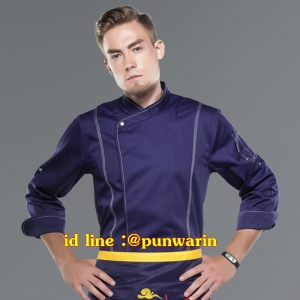 เสื้อเชฟ เสื้อพ่อครัว เสื้อแม่ครัว เสื้อพนักงานทำอาหาร เสื้อกุ๊ก แขนยาว ขาว ดำ น้ำเงิน M-4XL C6211004 เสื้อ