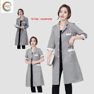 ชุดพนักงานคลีนิคความงาม คลีนิคศัลยกรรม ชุดพนักงานขายเครื่องสำอางค์ ชุดPR สีเทา กรมท่าออกดำ ม่วง S-2XL S6310003 ชุด