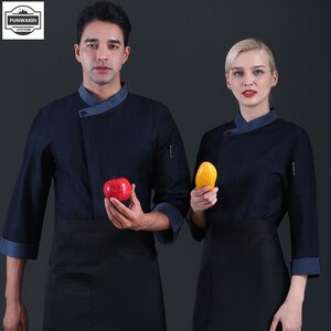 เสื้อเชฟ เสื้อพ่อครัว เสื้อแม่ครัว เสื้อพนักงานทำอาหาร เสื้อกุ๊ก สำเนา สีภาพ M-4XL C6410006 เสื้อ
