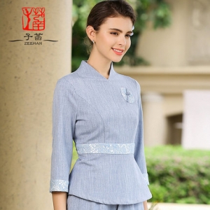 T6205006 ชุดพนักงานนวดสปา ชุดพนักงานเสริมสวย ชุดสปาชุดนวดชายหญิง สีภาพ S-3xl S6205006 ชุด