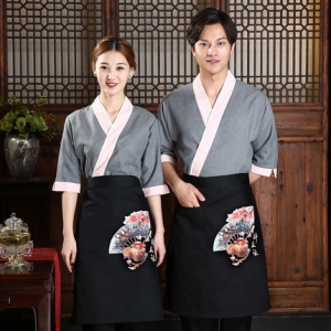 G6206012 เสื้อพนักงานร้านอาหารญี่ปุ่น เกาหลี เสื้อกิโมโน ร้านอาหารญี่ปุ่น สีภาพ M L XL 2XL SKU-03397 เสื้อตัวเดียว