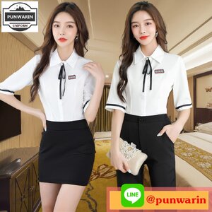 ชุดพนักงานนวดสปา ชุดพนักงานเสริมสวย ชุดทำงาน ชุดสูท ชุดพนักงานคลินิค สีภาพ S-3XL S6505005 ชุด **สั่งขั้นต่ำ 2 ชุด