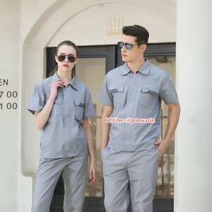 ชุดฟอร์มพนักงานช่างวิศวกรรมช่างยนตร์ช่างก่อสร้างโรงงานอุตาสาหกรรมแขนสั้น สีภาพ S-4XL M6308001 ชุด