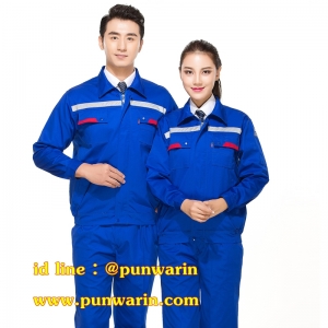 เสื้อช่าง,เสื้อช้อป,เสื้อวิศวกร,เสื้อช่างยนตร์,เสื้อช่างไฟฟ้า,เสื้อช่างกลโรงงาน เทา กรมท่า ฟ้า S-4XL M6211002 เสื้อ+กางเกง