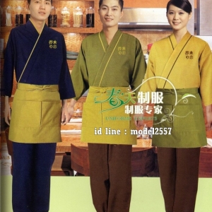 G6109004ชุดซูชิกิโมโนสไตร์ญี่ปุ่นเสริฟ สำหรับห้องอาหารญี่ปุ่นเกาหลีจีน เสื้อเชฟ พ่อครัว บริกร สีภาพ S-2XL G6109004 ตัว