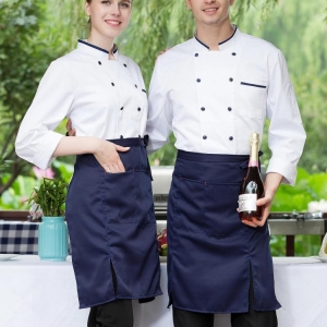 C6204002 เสื้อเชฟ เสื้อพ่อครัว เสื้อแม่ครัว เสื้อพนักงานทำอาหาร เสื้อกุ๊ก สีขาว ดำ แดง น้ำตาล M-3XL C6204002 เสื้อตัวเดียว
