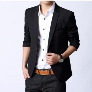 JM6105002 เสื้อสูทชาย แฟชั่นเกาหลี ดำ L mru5704007 ชิ้น