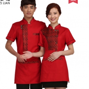 F6205003 เสื้อพนักงานต้อนรับ เสื้อพนักงานเสริฟ เสื้อพนักงานโรงแรม เสื้อพนักงานร้านอาหาร สีภาพ L-3XL F6205003 เสื้อ+ ผ้ากันเปื้อนตามรูป