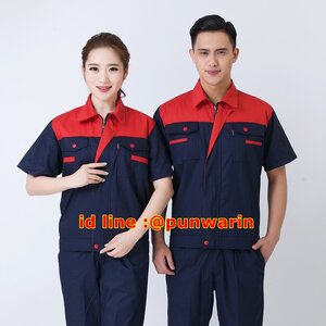 ชุดฟอร์มพนักงานช่างวิศวกรรมช่างยนตร์ช่างก่อสร้างโรงงานอุตาสาหกรรมแขนสั้น สีภาพ S-4XL M6303001 ชุด