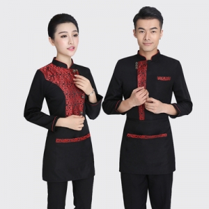 F6205005 เสื้อพนักงานต้อนรับ เสื้อพนักงานเสริฟ เสื้อพนักงานโรงแรม เสื้อพนักงานร้านอาหาร สีภาพ L-3XL F6205005 เสื้อ+ ผ้ากันเปื้อนตามรูป