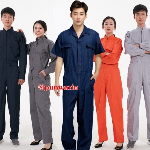 ชุดหมีช่างวิศวกรรมช่างไฟฟ้าอุตาสาหกรรมช่างก่อสร้างช่างประปาช่างยนตร์ซ่อมเครื่องแขนยาว สีภาพ S-4XL ิิB6209003 ชุด