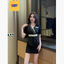 ชุดพนักงานนวดสปา ชุดพนักงานเสริมสวย ชุดทำงาน ชุดกระโปรงความงาม ดำ S-3XL S6809001 ชุด