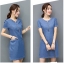 DW6005012 เดรสยีนส์กระโปรงสั้นคอจีนงานเกาหลี (พร้อมส่ง) M L ฟ้า M L DW6005012 ตัว